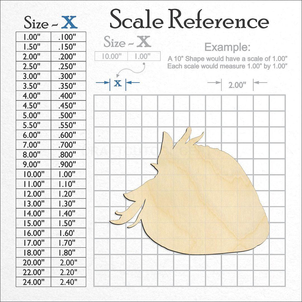 A scale and graph image showing a wood Strawberry craft blank