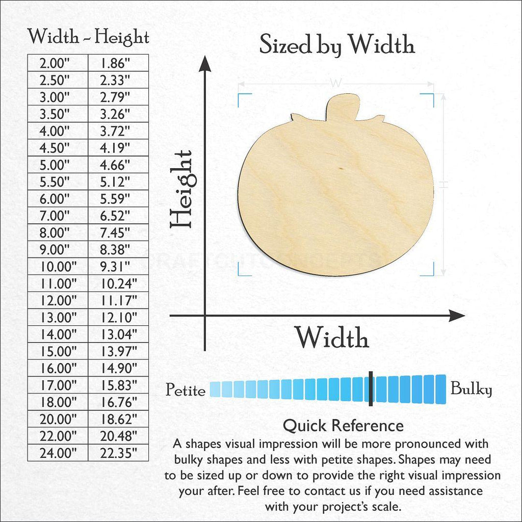 Sizes available for a laser cut Tamato craft blank