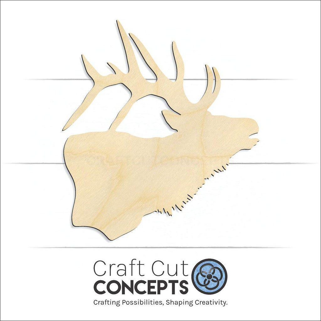 Craft Cut Concepts Logo under a wood Elk Head craft shape and blank