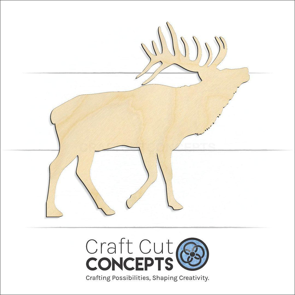 Craft Cut Concepts Logo under a wood Elk craft shape and blank