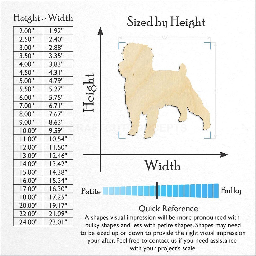 Sizes available for a laser cut Dog - Affenpinscher-2 craft blank