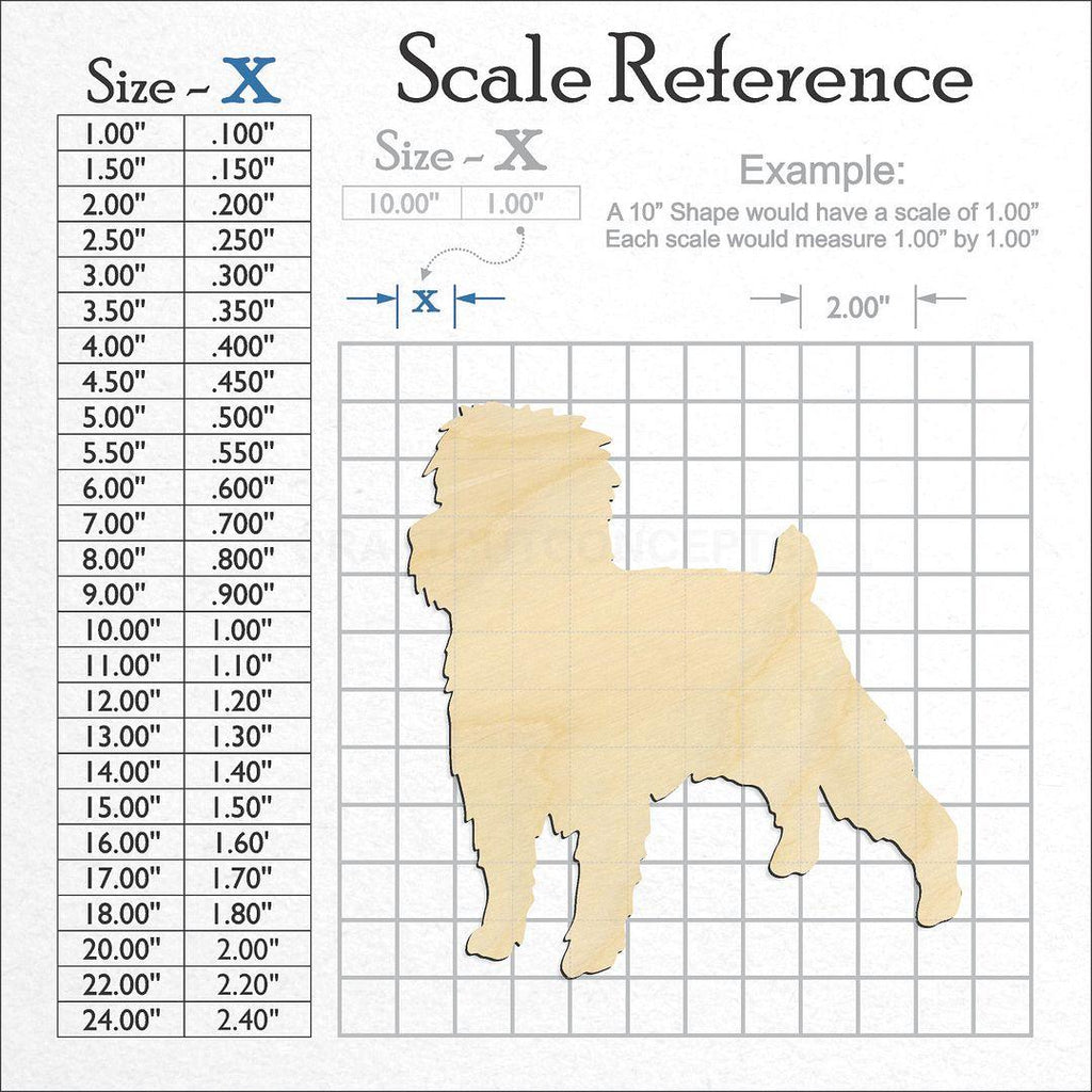 A scale and graph image showing a wood Dog - Affenpinscher-2 craft blank