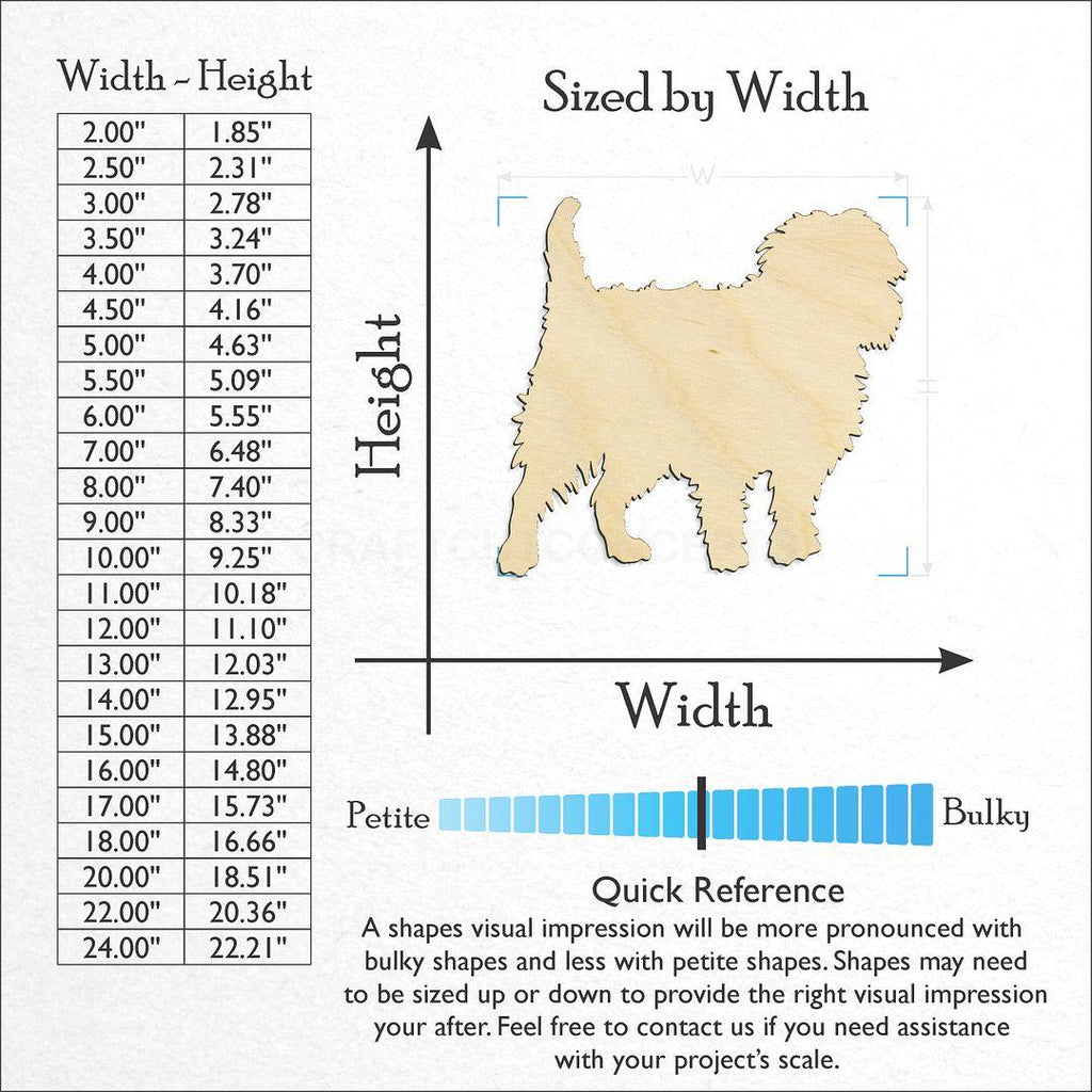 Sizes available for a laser cut Dog - Affenpinscher-3 craft blank