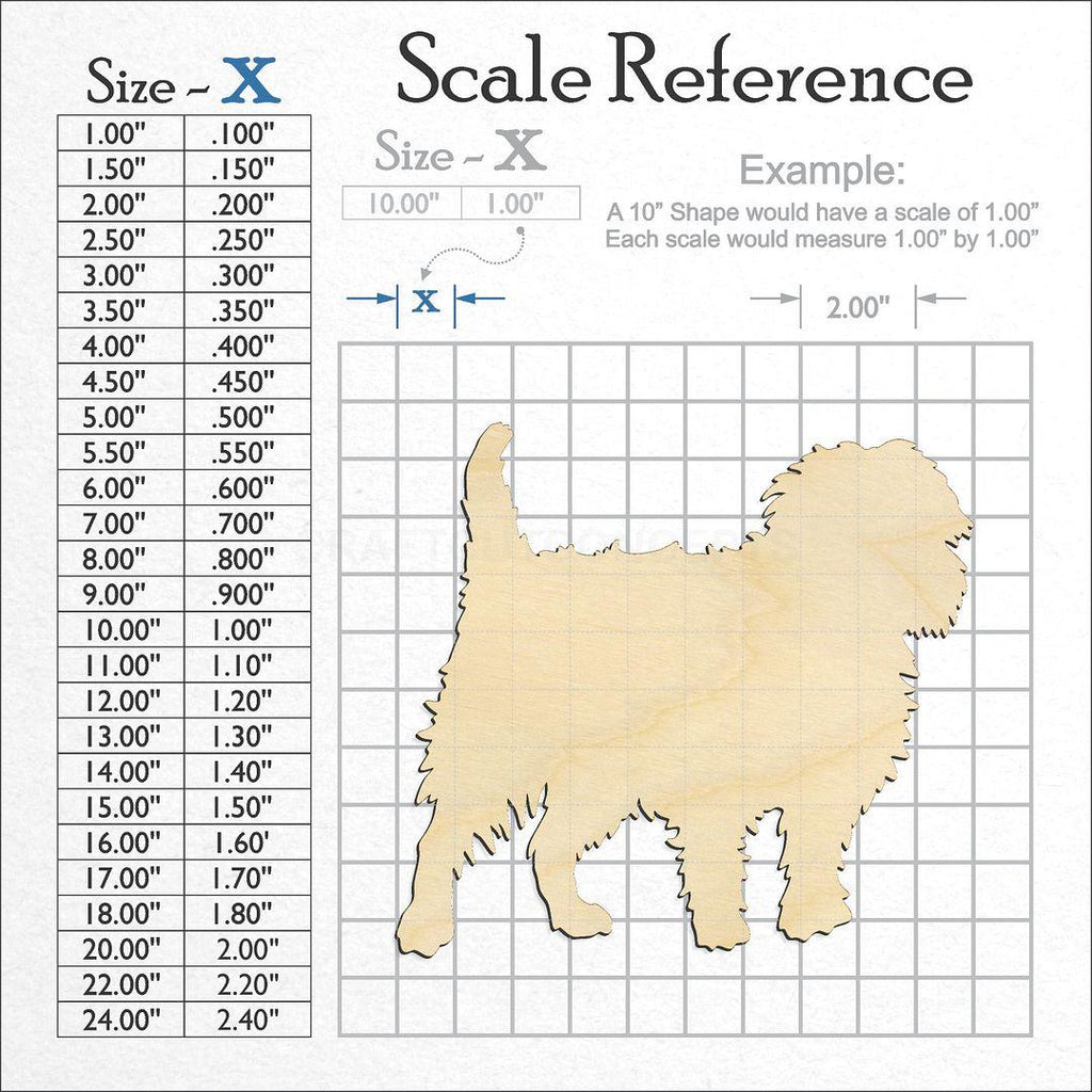 A scale and graph image showing a wood Dog - Affenpinscher-3 craft blank