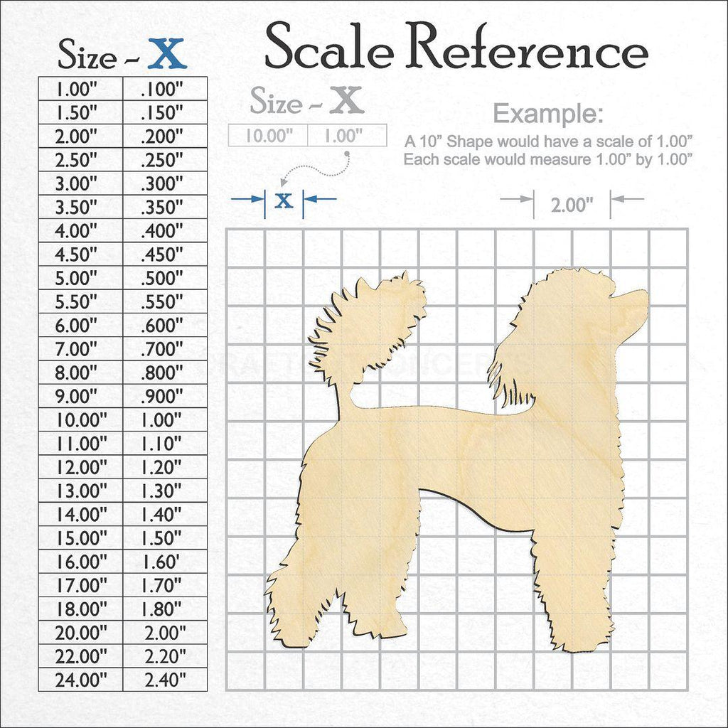 A scale and graph image showing a wood Poodle craft blank