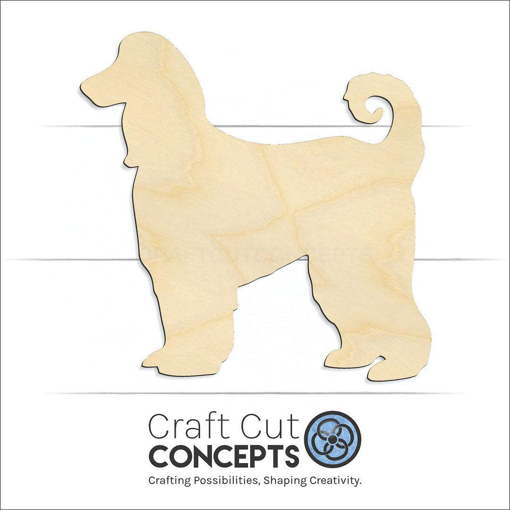 Craft Cut Concepts Logo under a wood Afghan Hound craft shape and blank