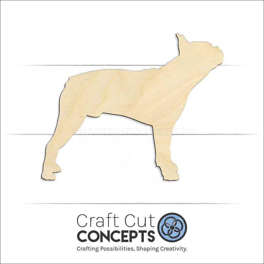 Craft Cut Concepts Logo under a wood Dog - Boston Terrier craft shape and blank