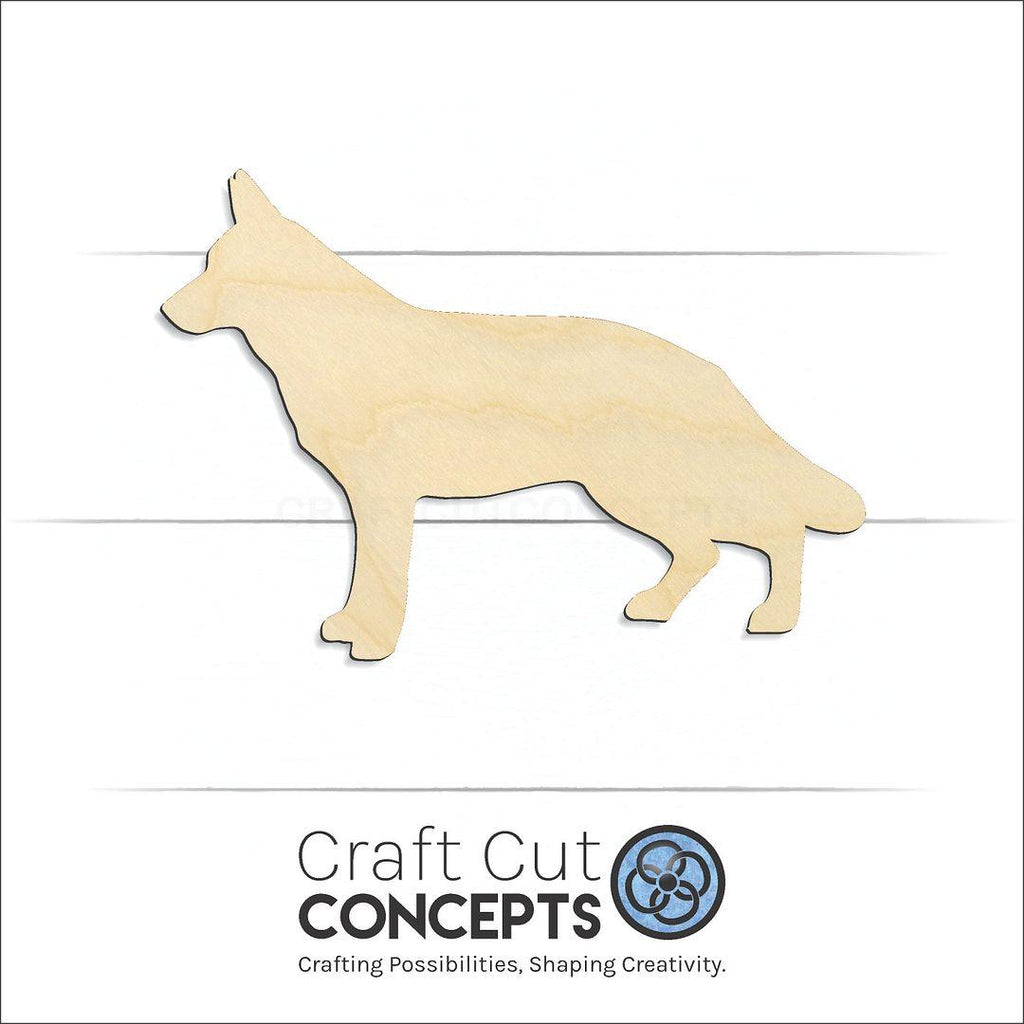 Craft Cut Concepts Logo under a wood German Shepard craft shape and blank