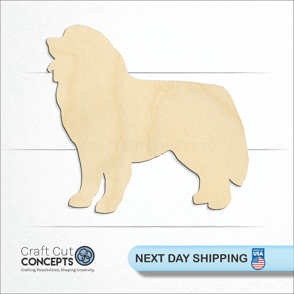 Craft Cut Concepts logo and next day shipping banner with an unfinished wood Great Pyrenees craft shape and blank