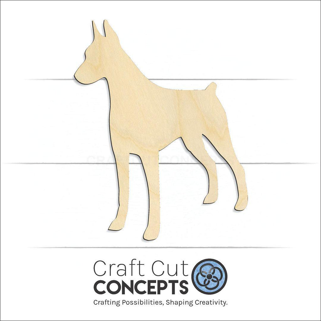 Craft Cut Concepts Logo under a wood Doberman craft shape and blank