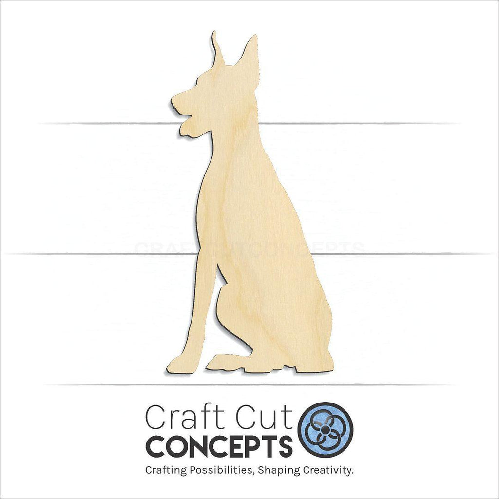 Craft Cut Concepts Logo under a wood Doberman craft shape and blank