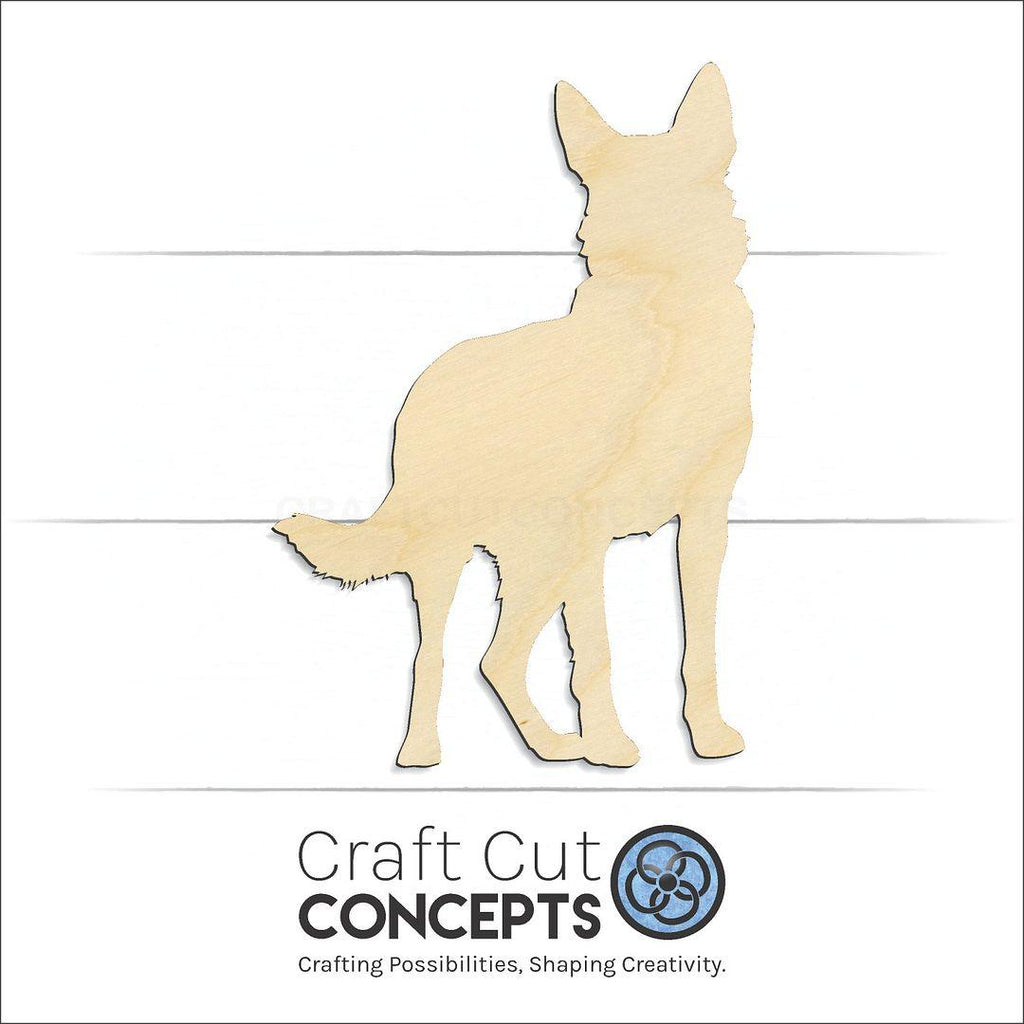 Craft Cut Concepts Logo under a wood German Shepherd craft shape and blank