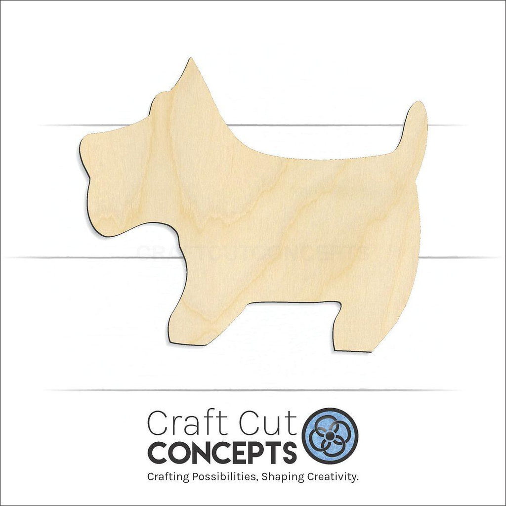 Craft Cut Concepts Logo under a wood Scottish Terrier craft shape and blank