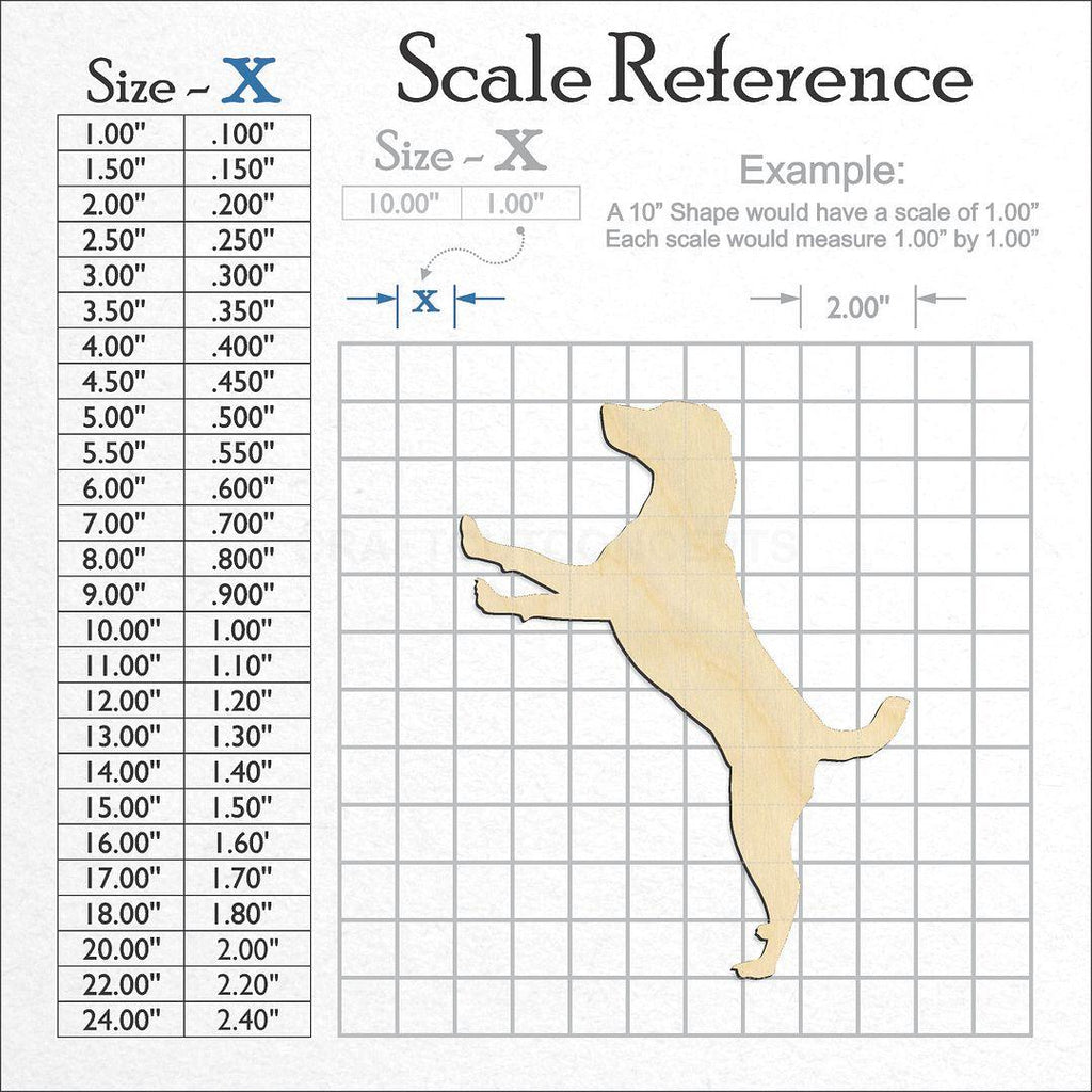 A scale and graph image showing a wood Dalmatian craft blank