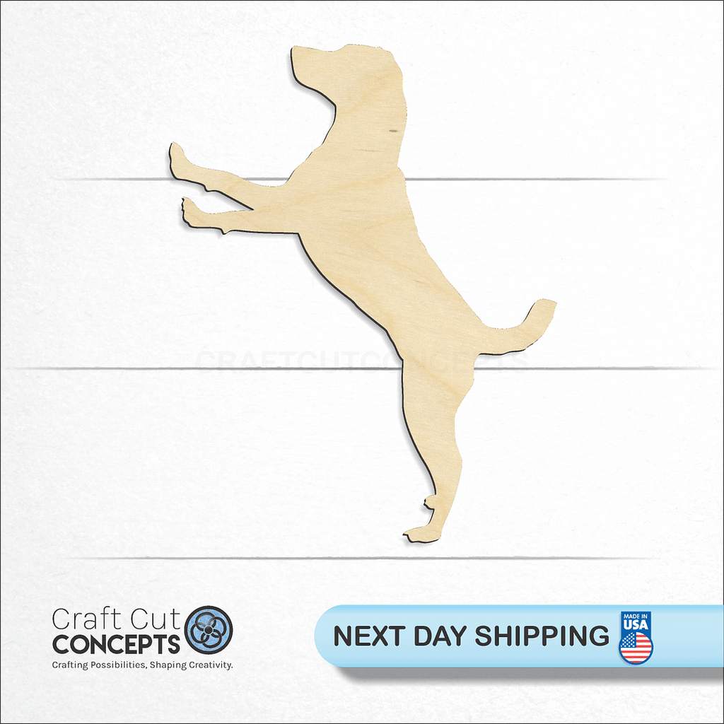 Craft Cut Concepts logo and next day shipping banner with an unfinished wood Dalmatian craft shape and blank