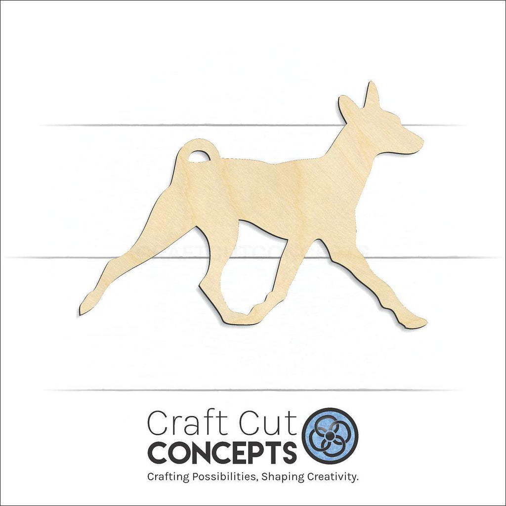 Craft Cut Concepts Logo under a wood Basenji craft shape and blank