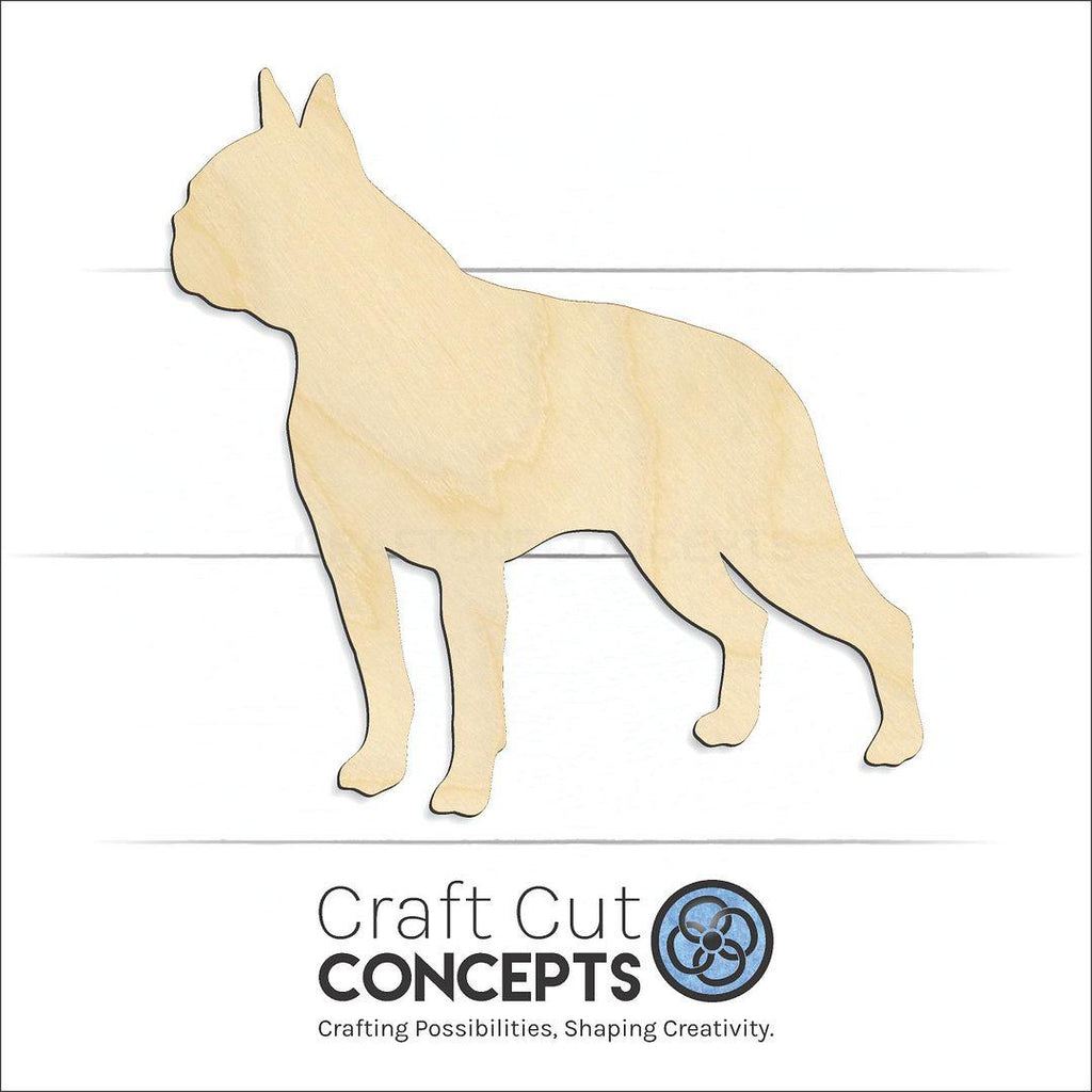 Craft Cut Concepts Logo under a wood Dog - Boston Terrier-2 craft shape and blank