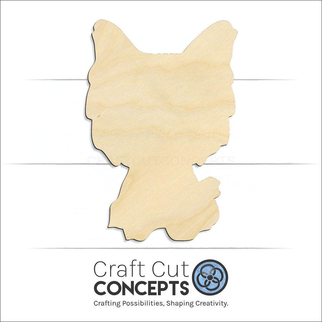 Craft Cut Concepts Logo under a wood Cute Dog Yorkie craft shape and blank