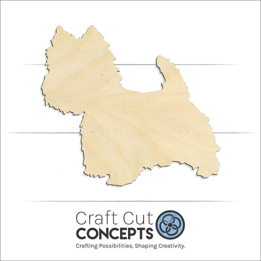 Craft Cut Concepts Logo under a wood Westie West Highland Terrier craft shape and blank