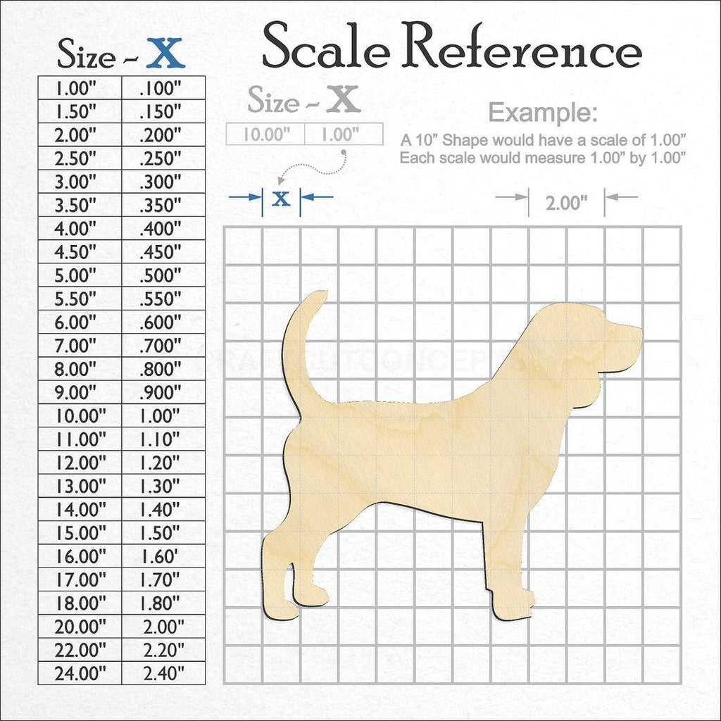 A scale and graph image showing a wood Beagle craft blank