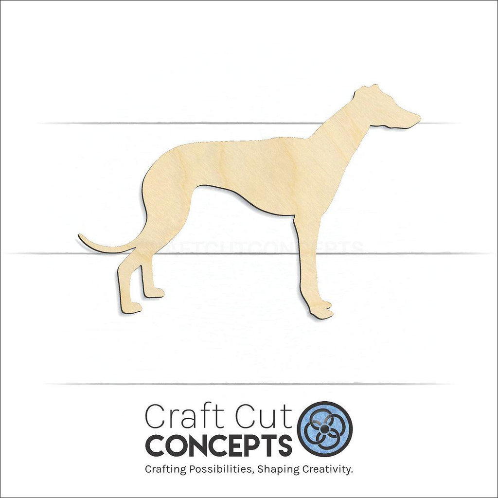 Craft Cut Concepts Logo under a wood Greyhound craft shape and blank