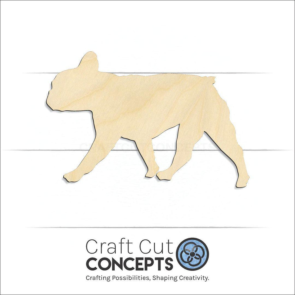 Craft Cut Concepts Logo under a wood French Bulldog craft shape and blank