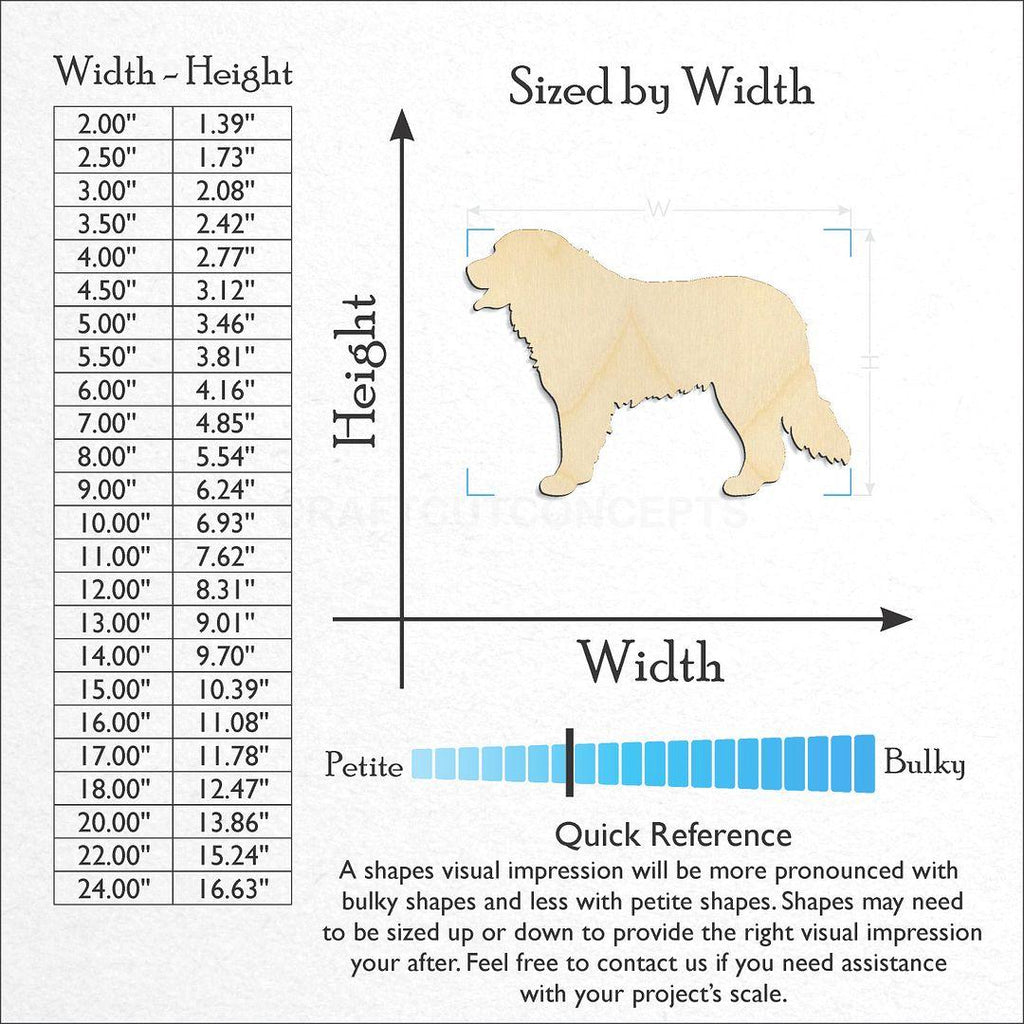 Sizes available for a laser cut Bernese Mountain Dog craft blank