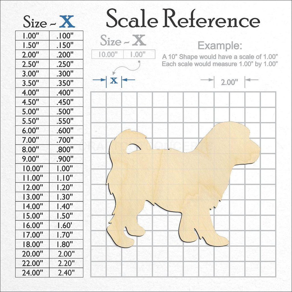 A scale and graph image showing a wood Cockapoo craft blank