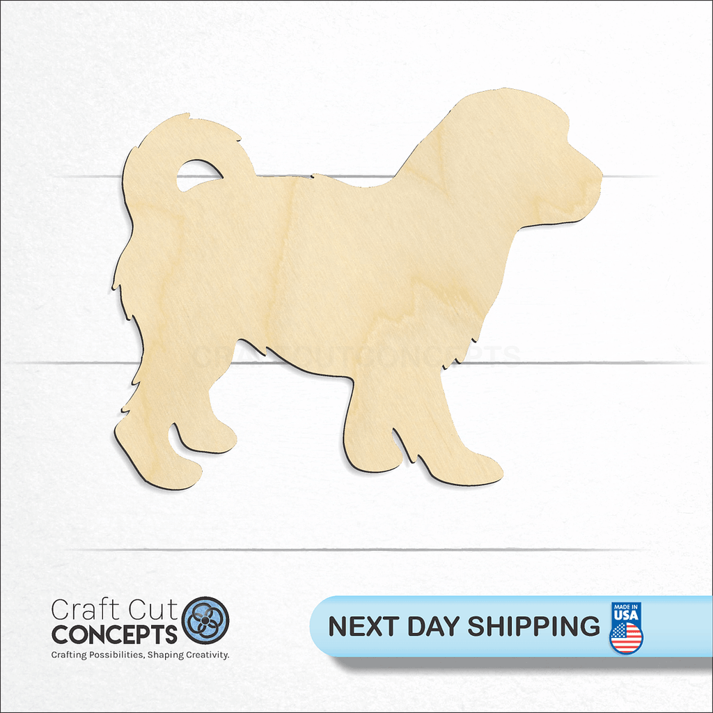 Craft Cut Concepts logo and next day shipping banner with an unfinished wood Cockapoo craft shape and blank