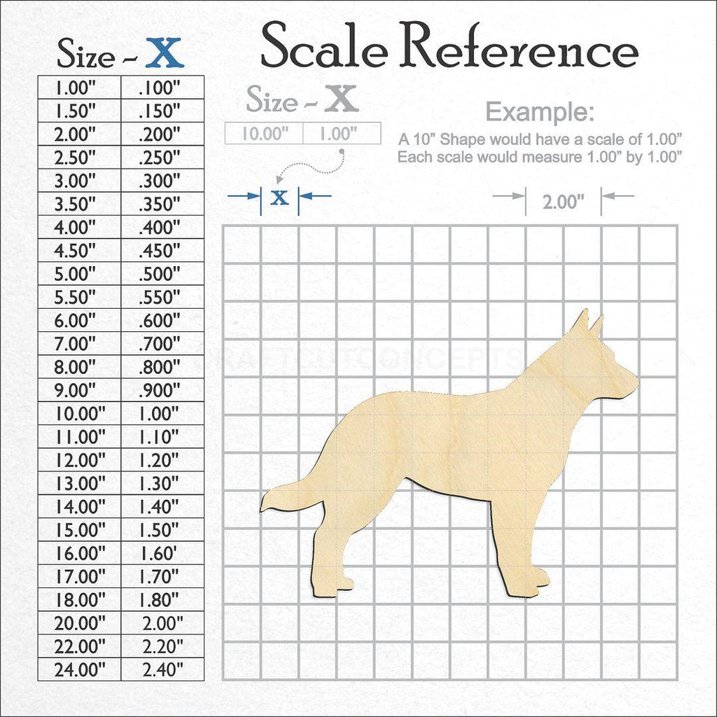 A scale and graph image showing a wood Husky craft blank