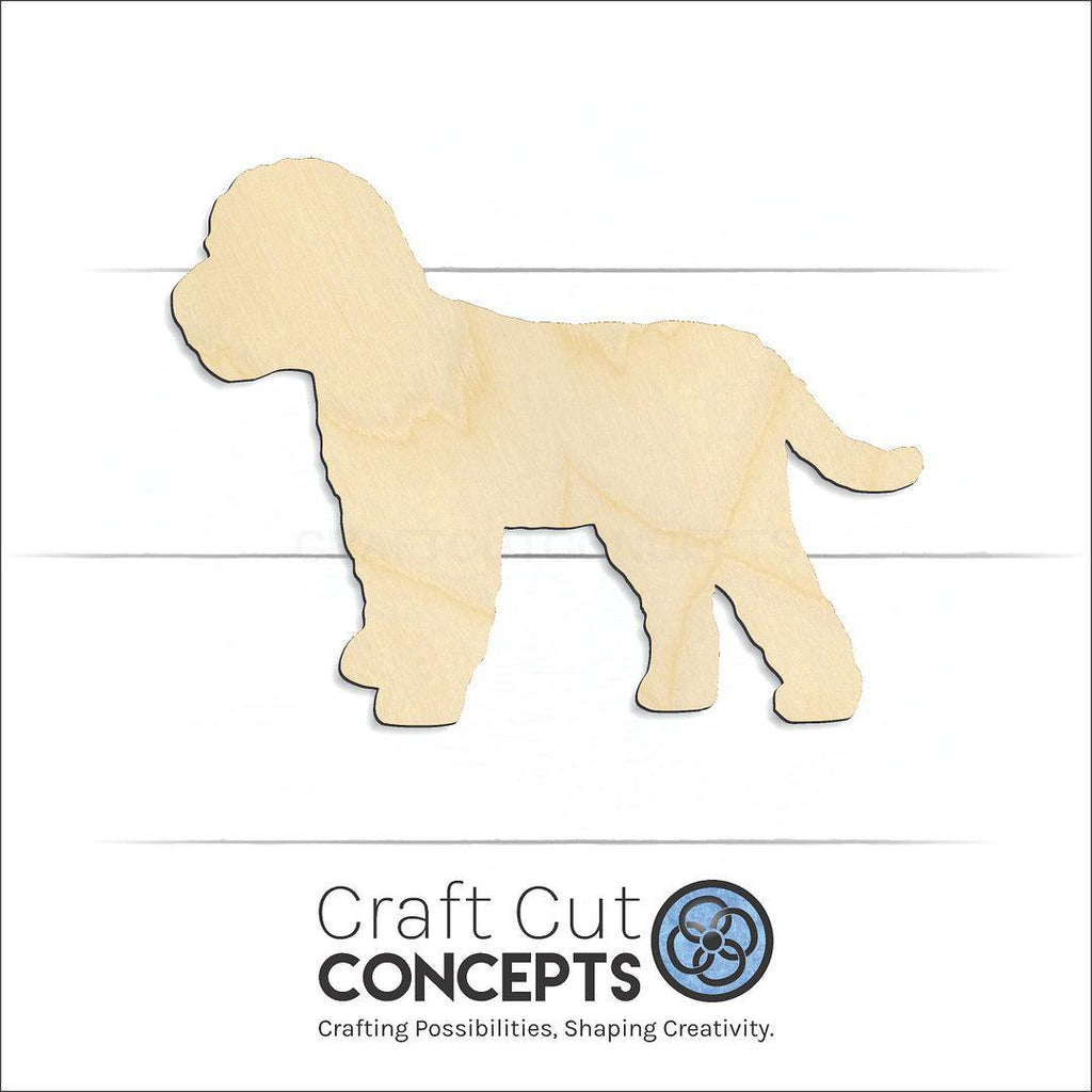 Craft Cut Concepts Logo under a wood Cavachon craft shape and blank