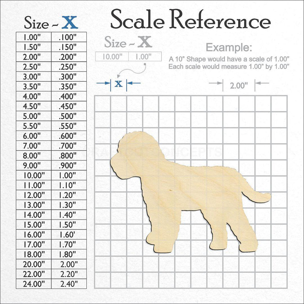 A scale and graph image showing a wood Cavachon craft blank