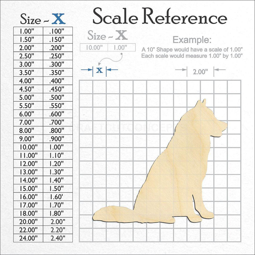 A scale and graph image showing a wood Husky craft blank