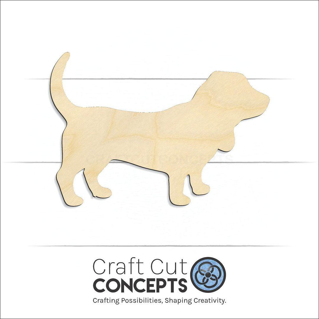 Craft Cut Concepts Logo under a wood Basset Hound craft shape and blank