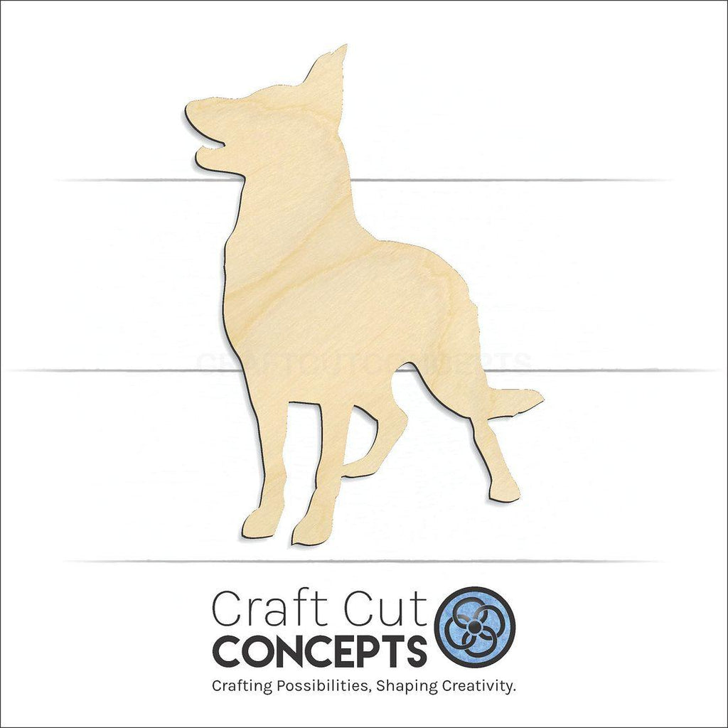 Craft Cut Concepts Logo under a wood German Shepard craft shape and blank