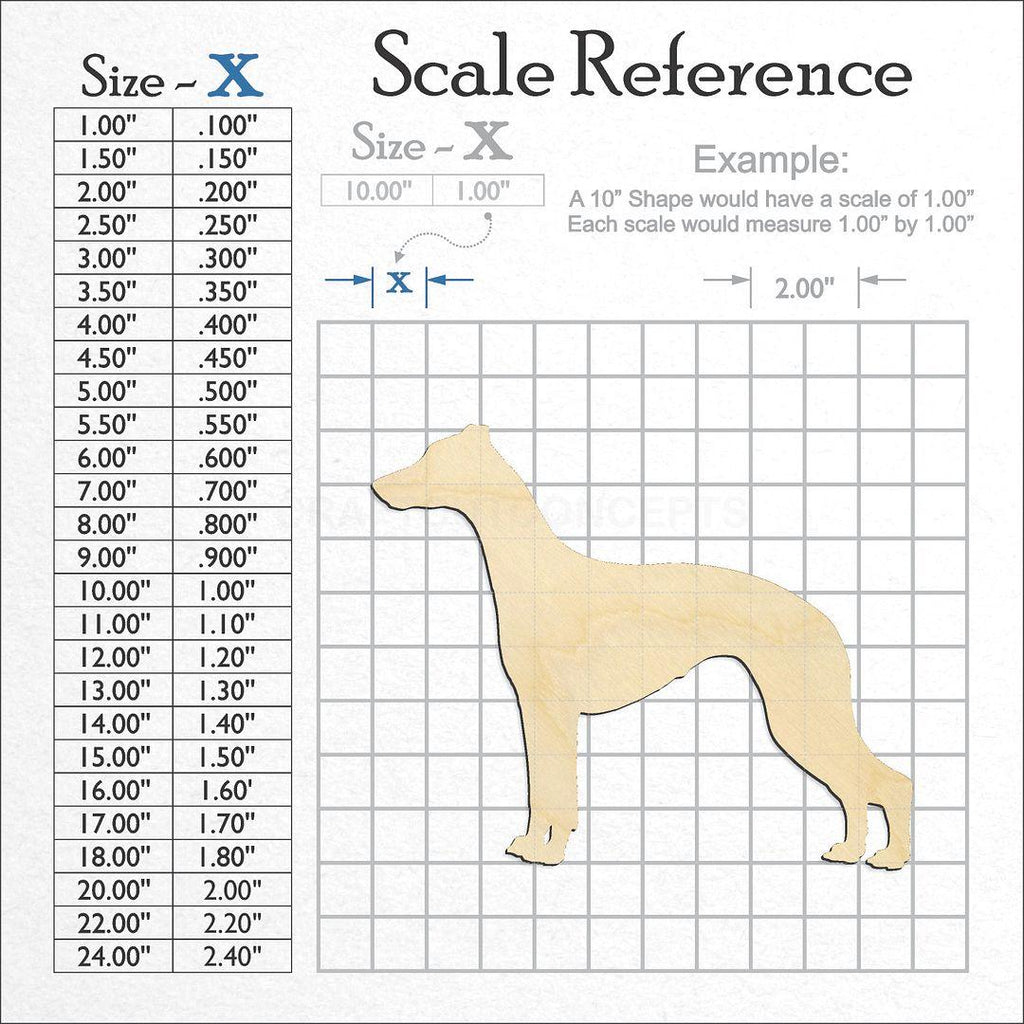 A scale and graph image showing a wood Whippet craft blank