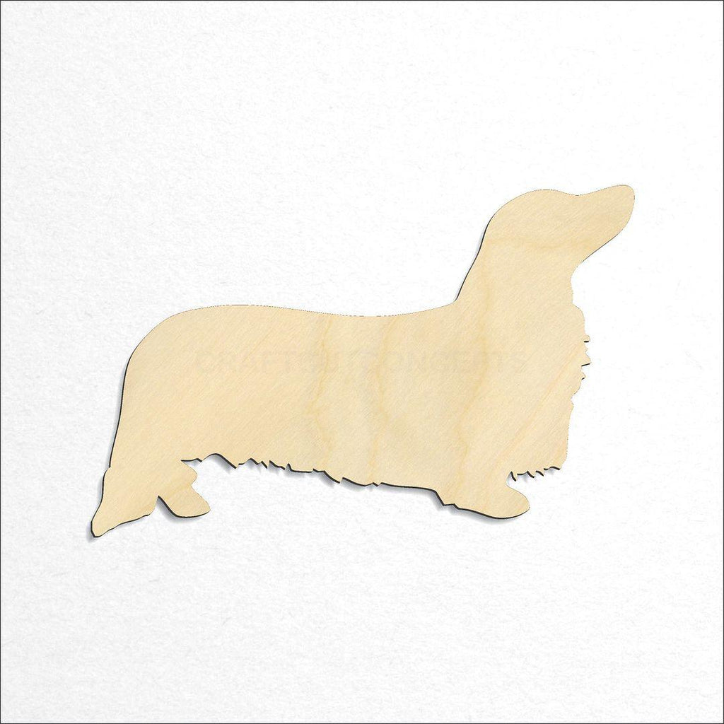 Wooden Long Hair Dachshund craft shape available in sizes of 2 inch and up