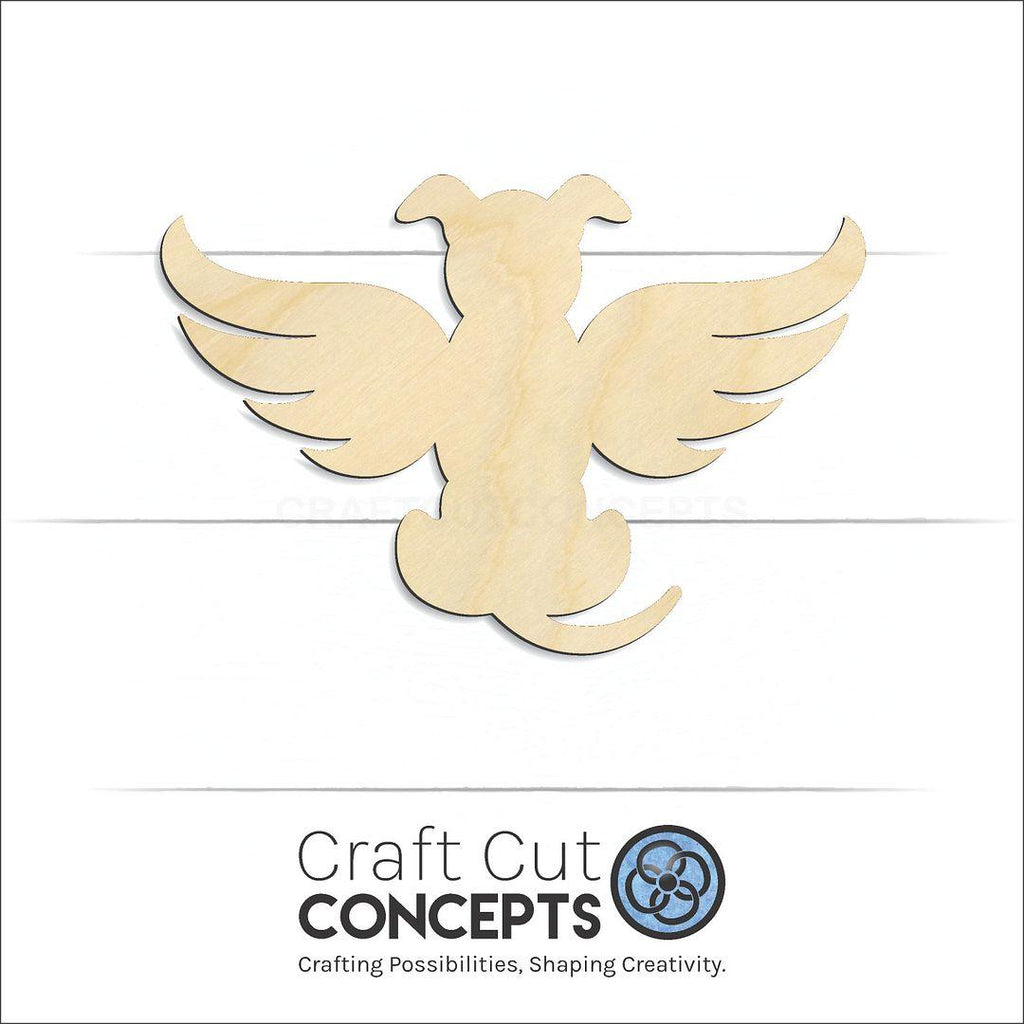 Craft Cut Concepts Logo under a wood Angel Dog craft shape and blank