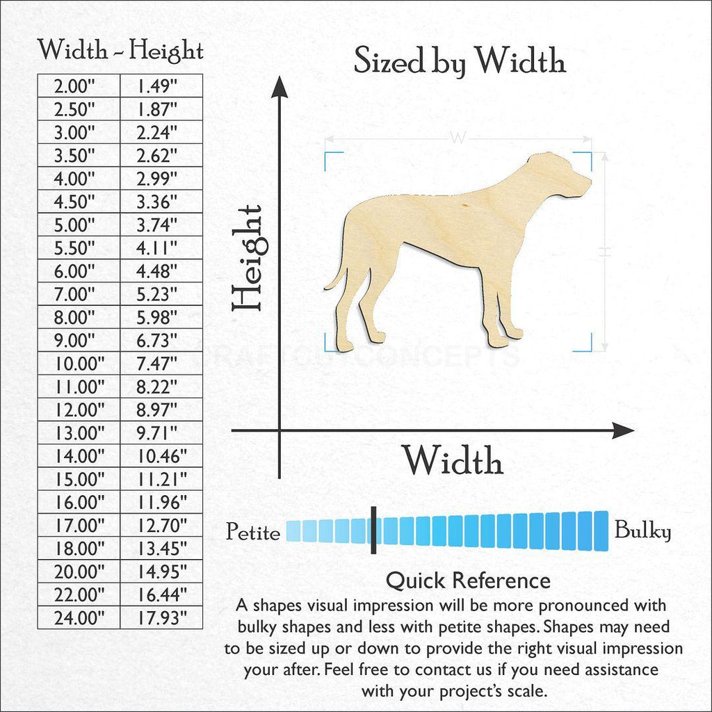 Sizes available for a laser cut Rhodesian ridgeback craft blank