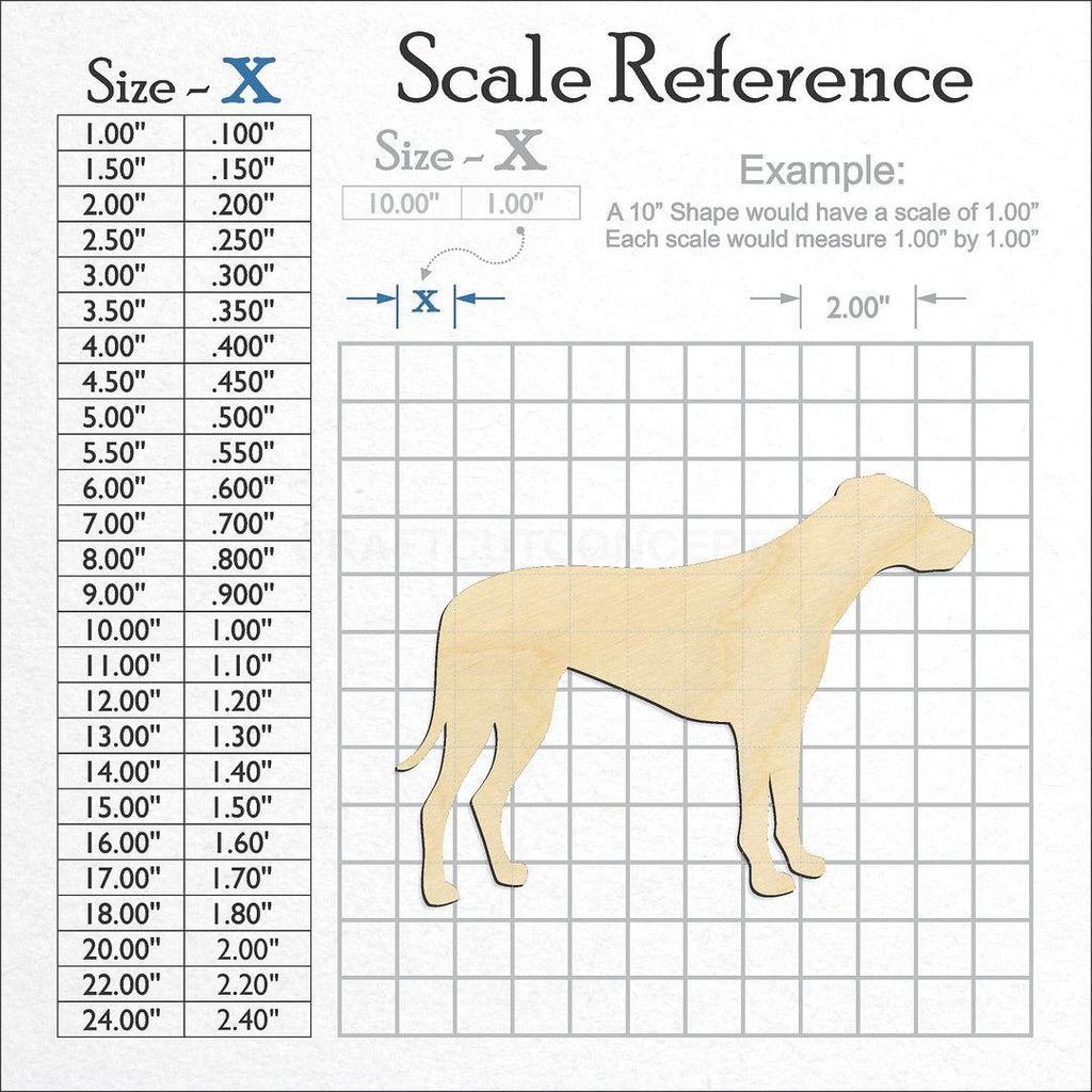 A scale and graph image showing a wood Rhodesian ridgeback craft blank