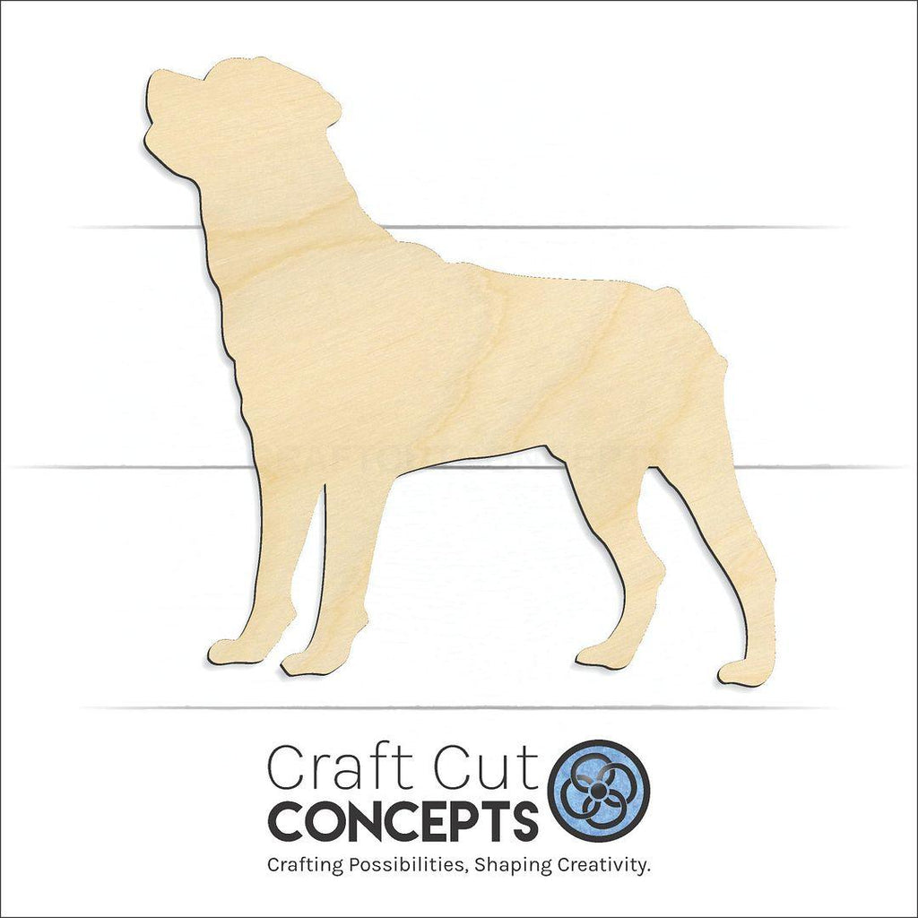 Craft Cut Concepts Logo under a wood Rottweiler craft shape and blank