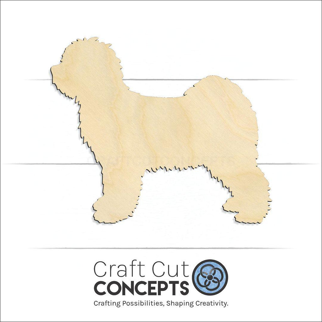 Craft Cut Concepts Logo under a wood Tibetian Terrier craft shape and blank