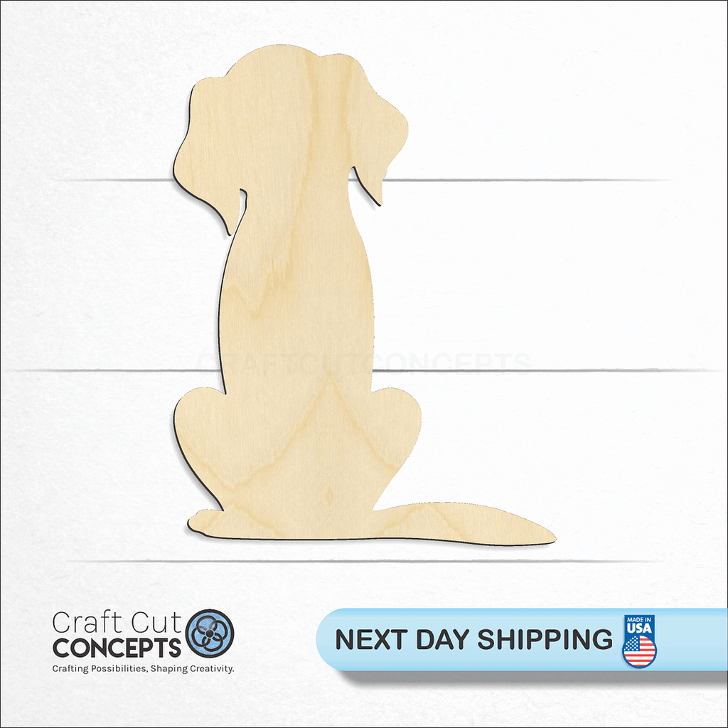 Craft Cut Concepts logo and next day shipping banner with an unfinished wood Cute Dog craft shape and blank