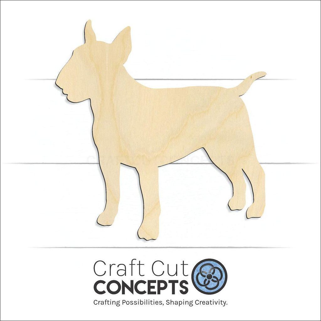 Craft Cut Concepts Logo under a wood Dog - Bull Terrier craft shape and blank