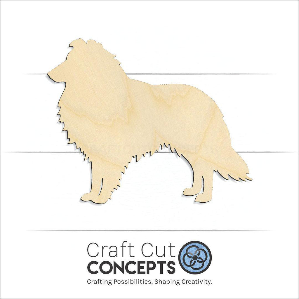 Craft Cut Concepts Logo under a wood Border Collie craft shape and blank