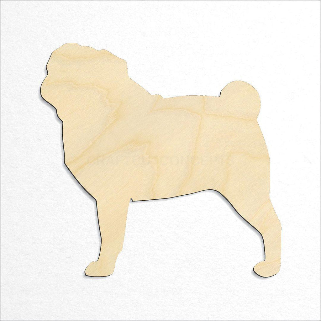 Wooden Pug craft shape available in sizes of 2 inch and up