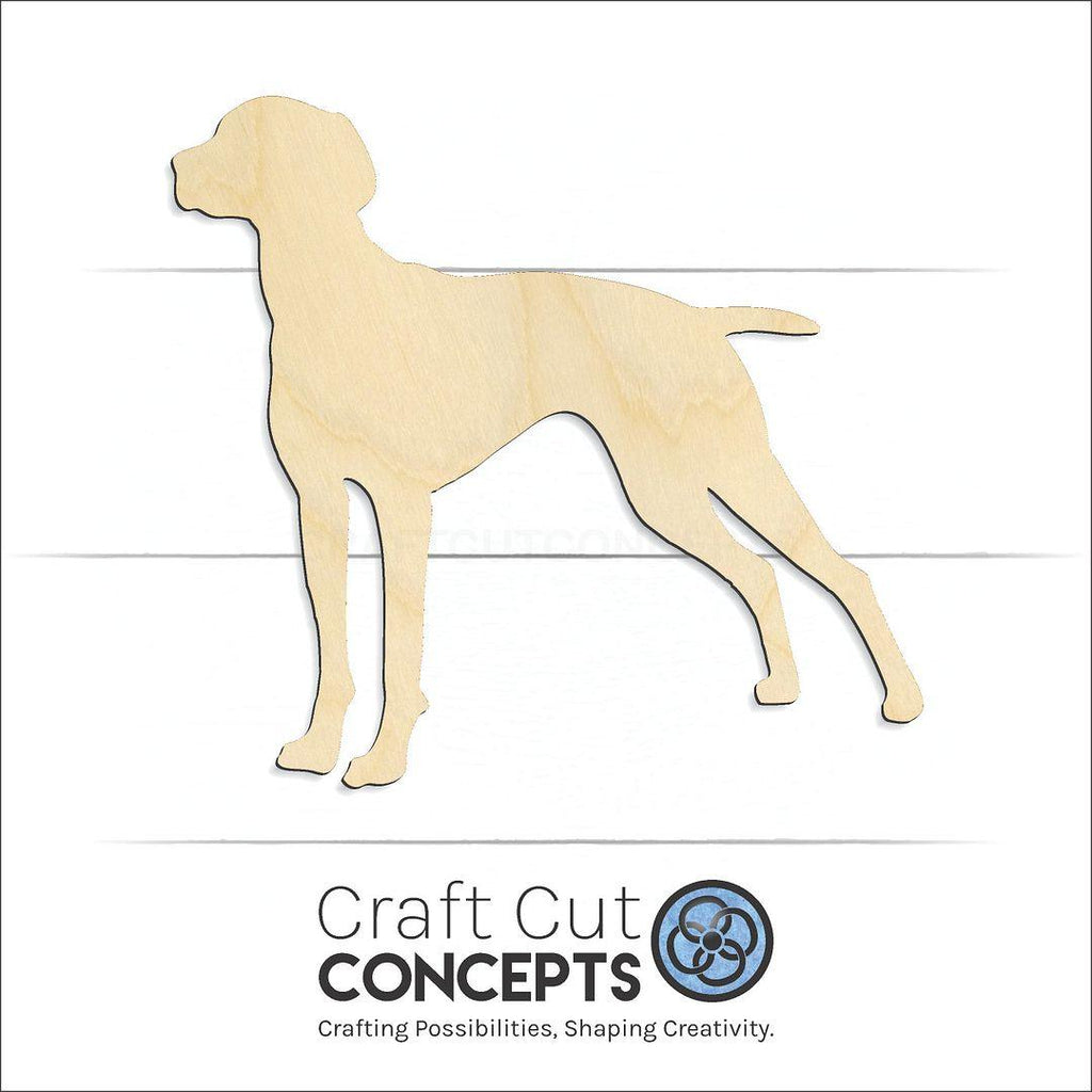 Craft Cut Concepts Logo under a wood Weimaraner craft shape and blank