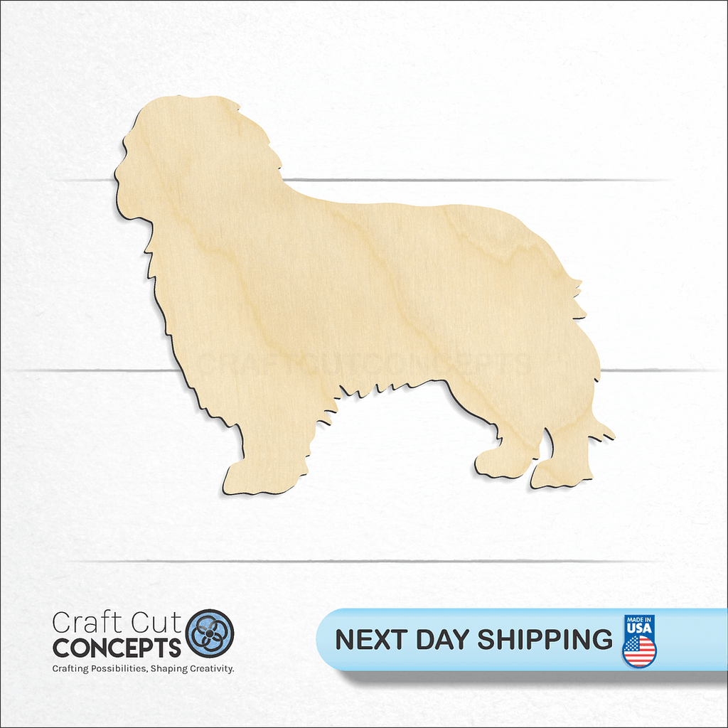 Craft Cut Concepts logo and next day shipping banner with an unfinished wood Dog - Caviler King Spaniel craft shape and blank