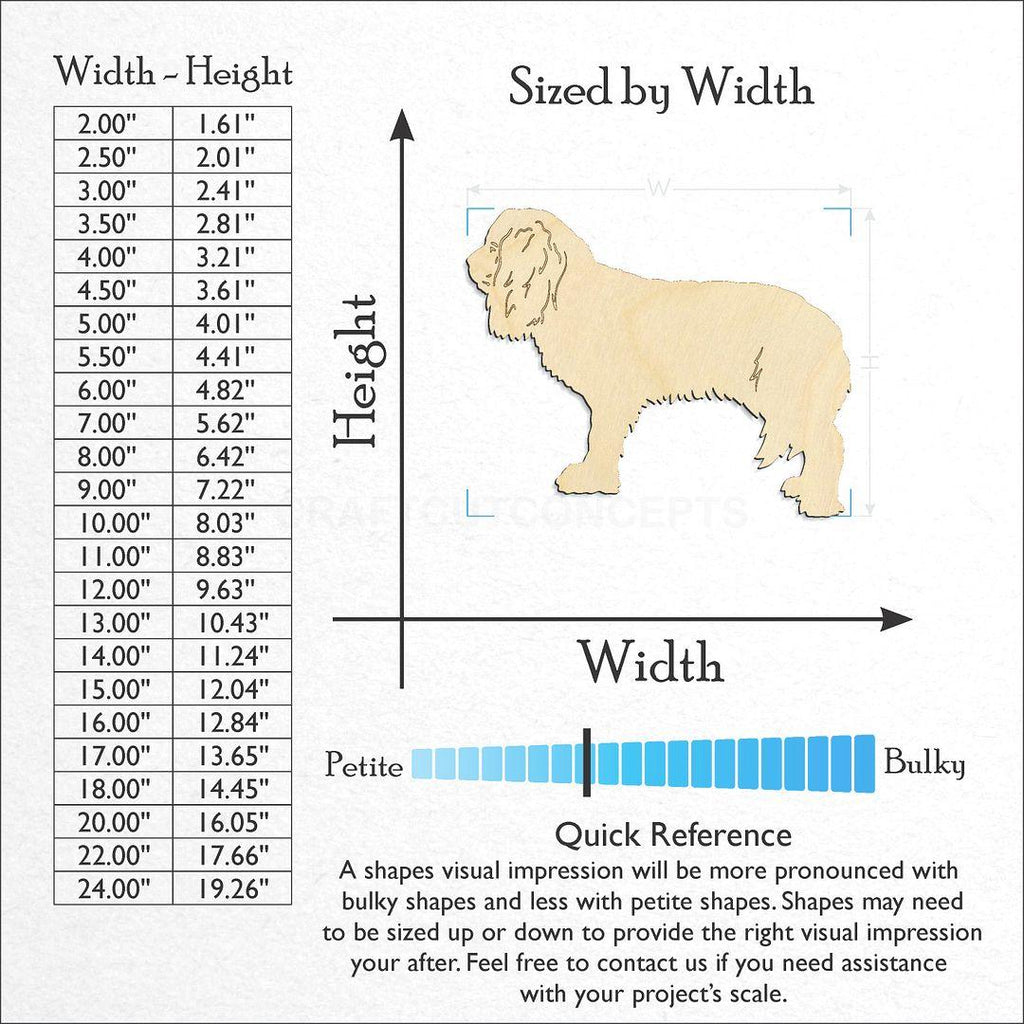 Sizes available for a laser cut Dog - Caviler craft blank