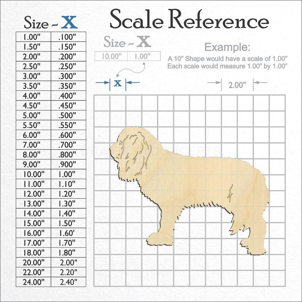 A scale and graph image showing a wood Dog - Caviler craft blank